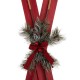 Glitzhome 35"H Red Christmas Wooden/Galvanized Ski Décor