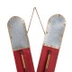 Glitzhome 35"H Red Christmas Wooden/Galvanized Ski Décor