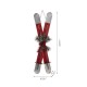 Glitzhome 35"H Red Christmas Wooden/Galvanized Ski Décor