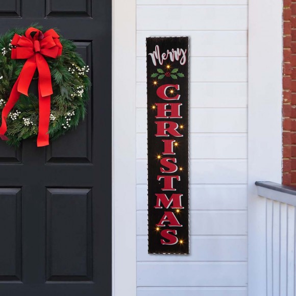 OFFICIAL Glitzhome 42"H Lighted Wooden Black "Merry