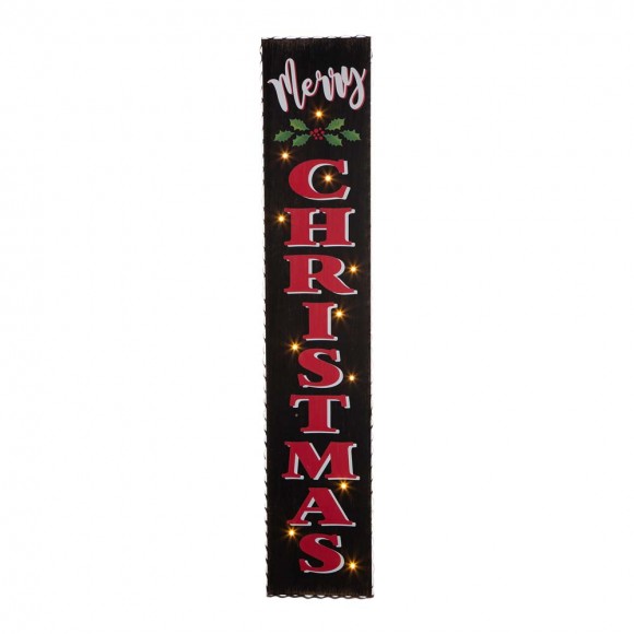 Glitzhome 42"H Lighted Wooden Black "Merry CHRISTMAS" Porch Sign Board