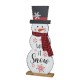 Glitzhome 36"H Lighted Wooden Christmas Snowman Porch Décor with Plaid Scarf