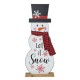 Glitzhome 36"H Lighted Wooden Christmas Snowman Porch Décor with Plaid Scarf