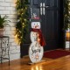 Glitzhome 36"H Lighted Wooden Christmas Snowman Porch Décor with Plaid Scarf