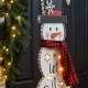Glitzhome 36"H Lighted Wooden Christmas Snowman Porch Décor with Plaid Scarf