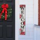 Glitzhome 42"H Lighted Wooden Poinsettia "WELCOME" Porch Sign Board