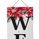 Glitzhome 42"H Lighted Wooden Poinsettia "WELCOME" Porch Sign Board