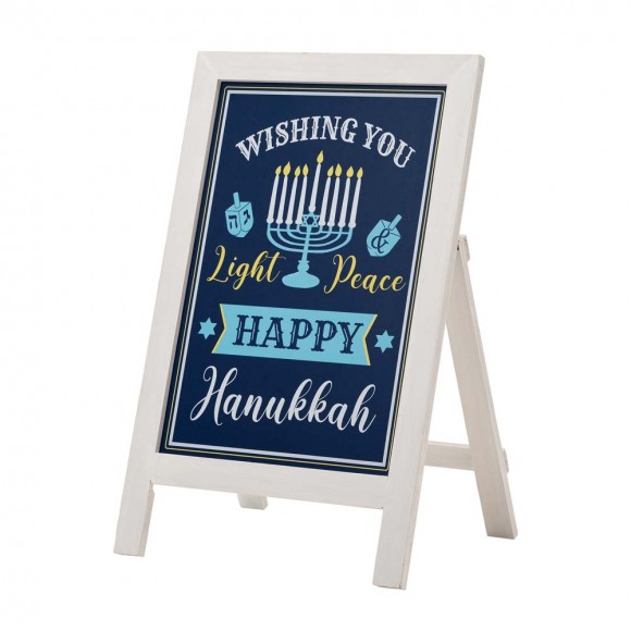 Glitzhome 24"H Hanukkah Wooden Porch Sign or Standing Décor