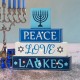 Glitzhome 11"L Hanukkah LED Lighted Wooden/Metal Block Word Sign Decor(8 Bulbs)
