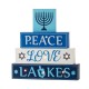 Glitzhome 11"L Hanukkah LED Lighted Wooden/Metal Block Word Sign Decor(8 Bulbs)