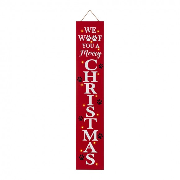 Glitzhome 42"H Lighted Wooden Pet "CHRISTMAS" Porch Sign Board