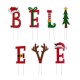 Glitzhome 23"H Set of 7 "BELIEVE" Yard Stake or Wall Décor (2 Functions)