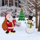 Glitzhome 24"H Set of 3 Metal Santa/Snowman/Tree Yard Stake or Wall Décor (2 Functions)
