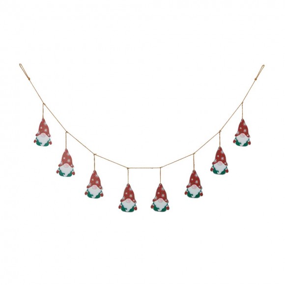 Glitzhome 72"L Metal Christmas Gnome Garland