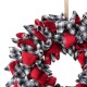 Glitzhome 18.5"D Christmas Black and White Plaid Fabric Wreath