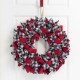 Glitzhome 18.5"D Christmas Black and White Plaid Fabric Wreath