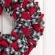 Glitzhome 18.5"D Christmas Black and White Plaid Fabric Wreath