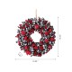 Glitzhome 18.5"D Christmas Black and White Plaid Fabric Wreath