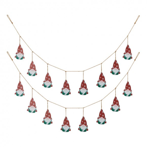 Glitzhome 2 pk 72"L Metal Christmas Gnome Garland