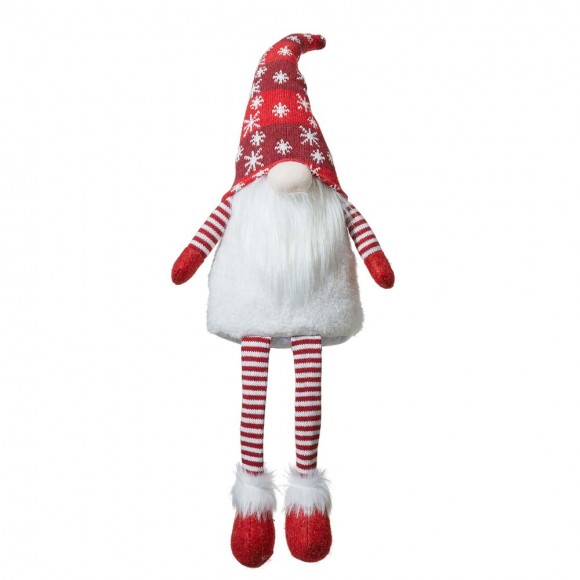 Glitzhome 28"H Fabric Christmas Gnome Shelf Sitter with Dangling Legs