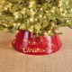 Glitzhome 22"D Red "Merry Christmas" Cutout Metal Tree Collar with Light String