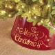 Glitzhome 22"D Red "Merry Christmas" Cutout Metal Tree Collar with Light String