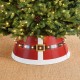 Glitzhome 22"D Red Metal Santa Belt Tree Collar with Light String