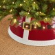 Glitzhome 26"D Red Metal Santa Belt Tree Collar with Light String