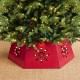 Glitzhome 26"D Red Hexagonal Metal Cutout Snowflake Tree Collar with Light String