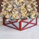 Glitzhome 26"L Galvanized Corrugated Metal & Wooden Christmas Tree Collar