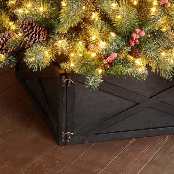 official-glitzhome-22-l-washed-black-wooden-christmas-tree-collar