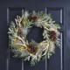 Glitzhome 24"D Flocked Pinecone & Antler Wreath With Lights