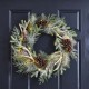 Glitzhome 24"D Flocked Pinecone & Antler Wreath With Lights ( Timer Included )