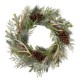 Glitzhome 24"D Flocked Pinecone & Antler Wreath With Lights ( Timer Included )