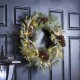 Glitzhome 24"D Flocked Pinecone & Antler Wreath With Lights ( Timer Included )