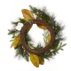 Glitzhome 24"D Iced Magnolia Berry Pine Wreath With Lights