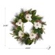 Glitzhome 24"D Iced Magnolia Berry Pine Wreath With Lights