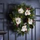 Glitzhome 24"D Iced Magnolia Berry Pine Wreath With Lights