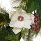 Glitzhome 24"D Iced Magnolia Berry Pine Wreath With Lights
