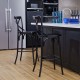 Glitzhome 43"H Black Steel Bar Stool with X Shaped Back and Solid Elm Wood Seat, Set of 2