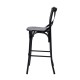 Glitzhome 43"H Black Steel Bar Stool with X Shaped Back and Solid Elm Wood Seat, Set of 2