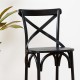 Glitzhome 43"H Black Steel Bar Stool with X Shaped Back and Solid Elm Wood Seat, Set of 2