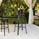 Glitzhome 41.25"H Black Steel Pub Bar Table with Round Soild Elm Wood Top