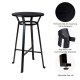 Glitzhome 41.25"H Black Steel Pub Bar Table with Round Soild Elm Wood Top