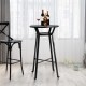 Glitzhome 41.25"H Black Steel Pub Bar Table with Round Soild Elm Wood Top