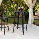 Glitzhome 41.50"H Black Steel Pub Bar Table with Square Solid Elm Wood Top