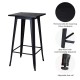 Glitzhome 41.50"H Black Steel Pub Bar Table with Square Solid Elm Wood Top