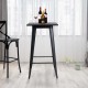 Glitzhome 41.50"H Black Steel Pub Bar Table with Square Solid Elm Wood Top