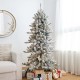 Glitzhome 6ft Pre-Lit Snow Flocked Slim Fir Artificial Christmas Tree with 300 Warm White Lights