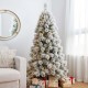 Glitzhome 6ft Pre-Lit Snow Flocked Pencil Pine Artificial Christmas Tree with 300 Warm White Lights